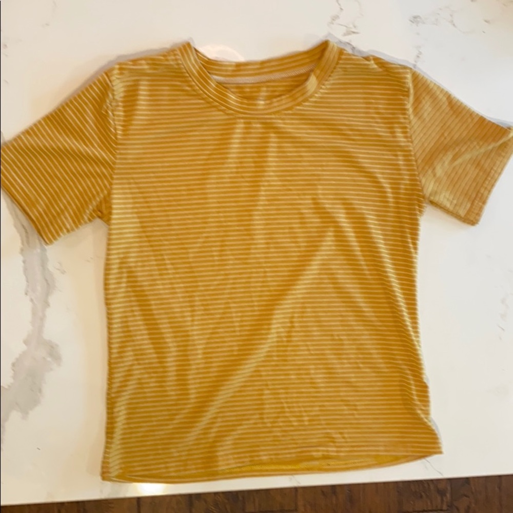 Yellow and white striped shirt